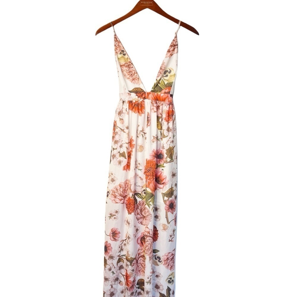 L’ATISTE Halter Back Floral Maxi Dress Size Medium in Pastel Floral Print